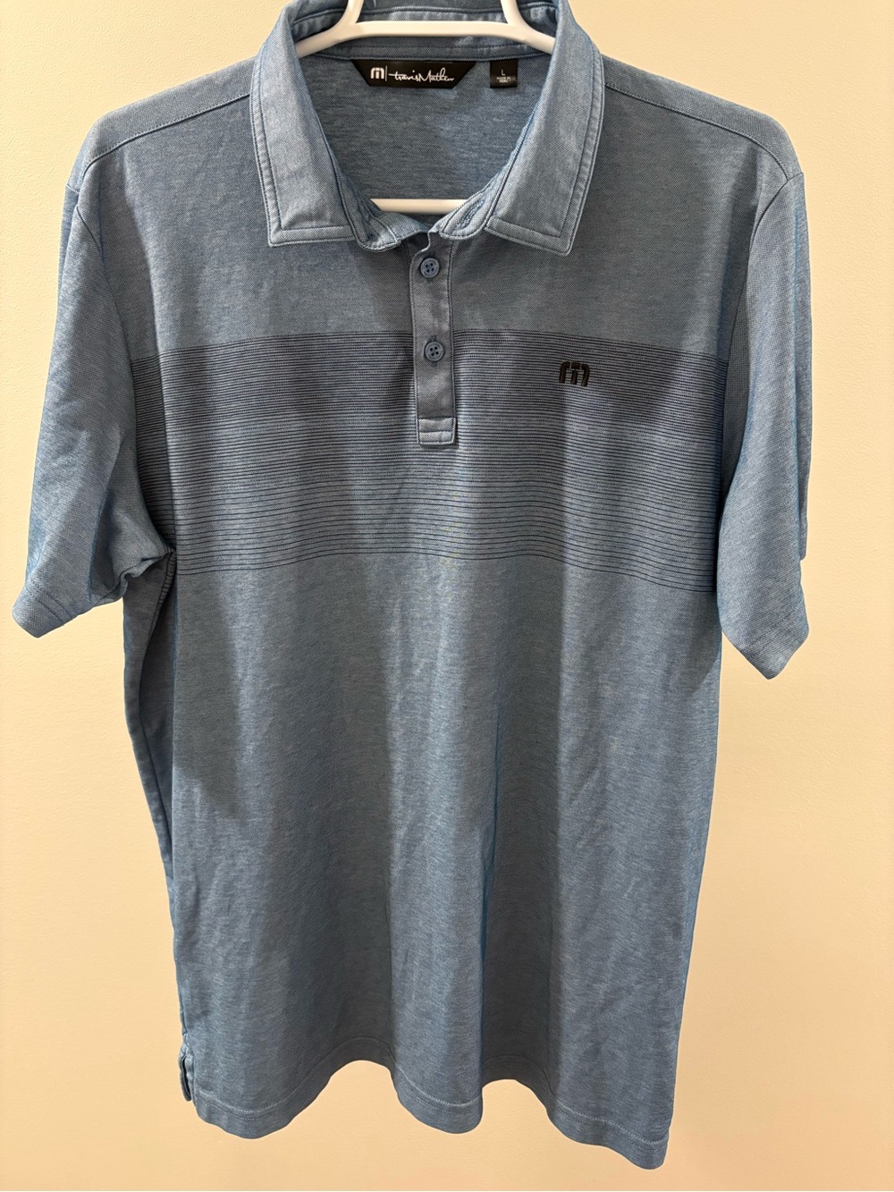 Travis Mathew Men’s Blue Textured Stripe Polo
